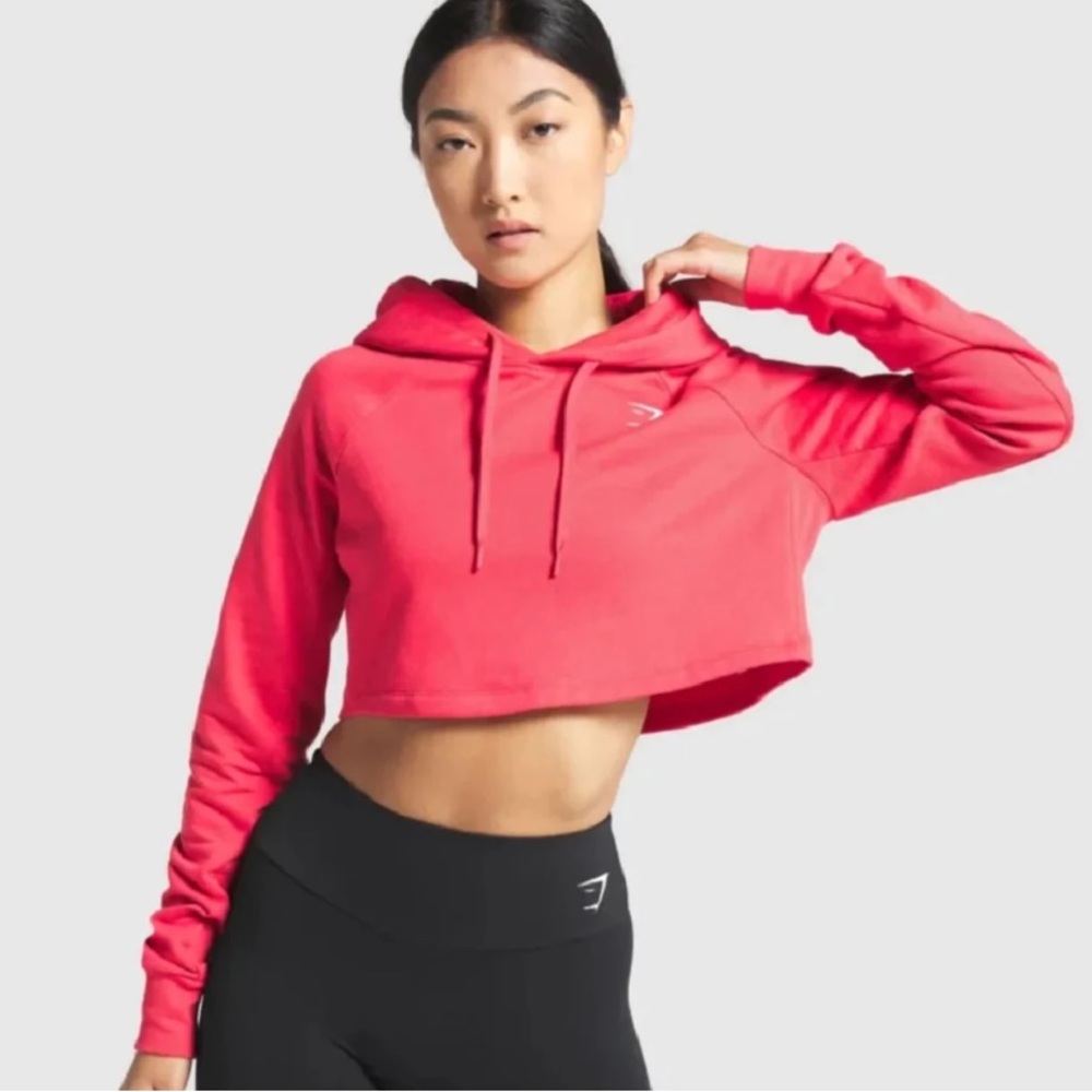 Red Gymshark Women's Cropped Hoodie
